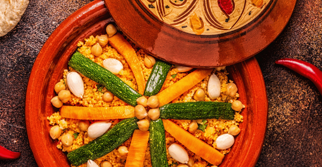 Delicious Moroccan dishes displayed in a traditional setting in Morocco