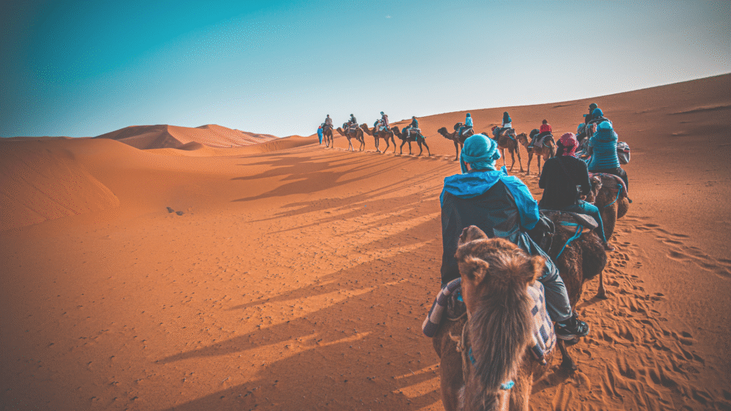 Golden dunes andsunset near Merzouga