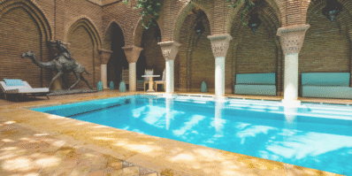 Luxury hotel pool in Marrakech, one of the top Instagram spots Morocco offers